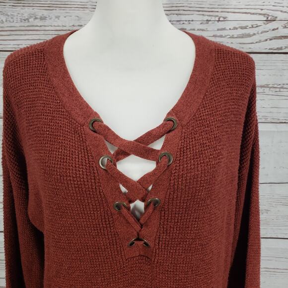 American Eagle Women's Amber Knit Jegging Fit Lace Up Sweater Size Medium - Picture 4 of 13